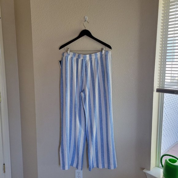 Cloth & Stone Womens Striped Linen Wide Leg Pants Beachy Vacation L - Picture 7 of 11